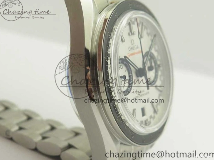 0203 UrbanChic Speedmaster Moonwatch OMF 1:1 Best Edition White Dial Black Hand on SS Bracelet A 8045